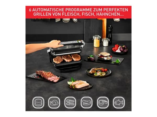 Tefal OptiGrill+ GC714D - Grill - elektrisk - 600 kvadratcentimeter