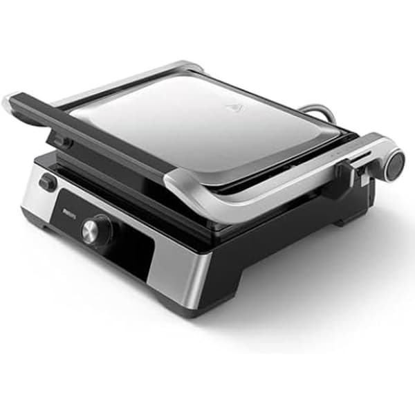 Philips Kontaktgrill - Justerbar temperatur. Stort stekyta och hög effekt. Avtagbara non-stick plattor och dropptray.