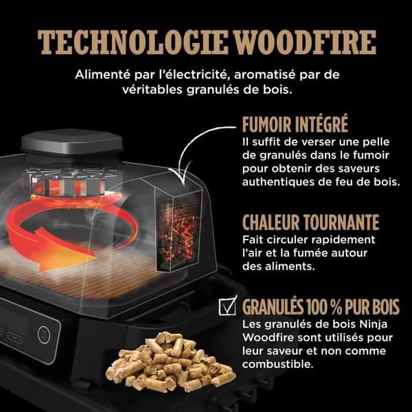 Elgrill och rökare NINJA - Woodfire OG701EU - 7 tillagningsprogram