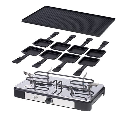 Adler | AD 6616 | Raclette - elektrisk grill | Bordgrill | 1400 W | Svart/Rostfritt stål