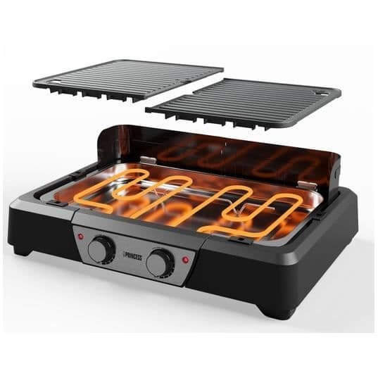 Bordgrill - PRINCESS - 01.112254.01.001 - 2000 Watt - 43 x 27 cm - 2 värmezoner