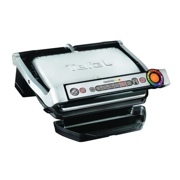 TEFAL GC716D Optigrill elektrisk grill + våffeltillbehör - 2000 W - Svart / Rostfritt stål