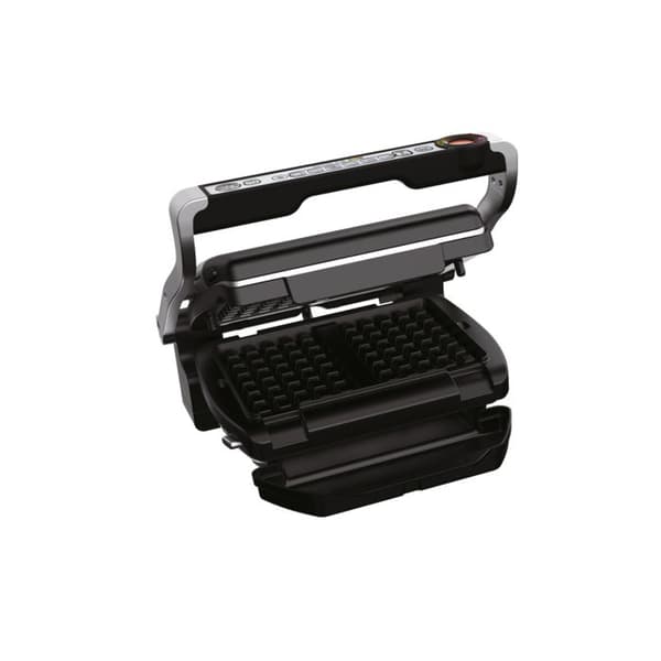 TEFAL GC716D Optigrill elektrisk grill + våffeltillbehör - 2000 W - Svart / Rostfritt stål