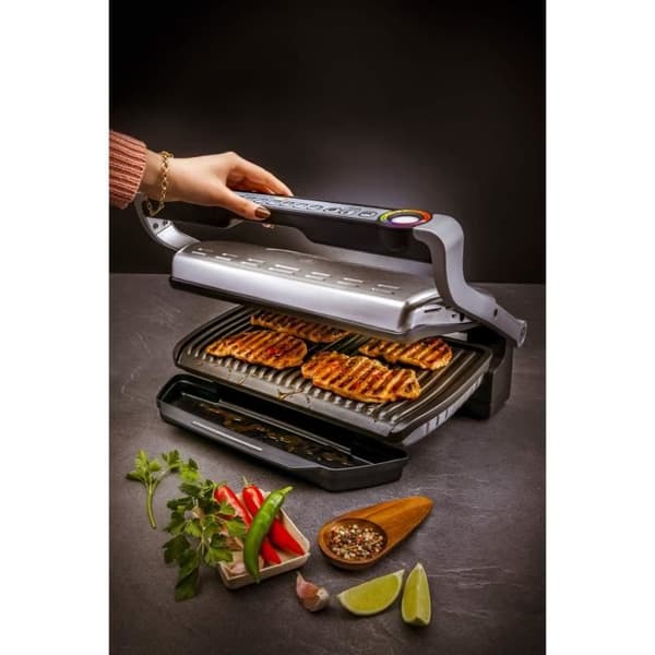 Tefal Optigrill XL GC722D elektrisk grill - Svart-Silver - Non-stick plattor - 2000W - Blinkers