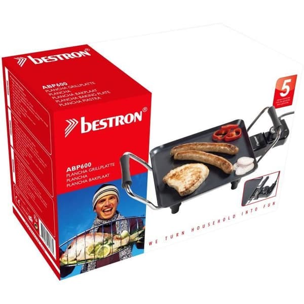 Bestron ABP600 bordsplancha - 1000W - 21x21cm - Non-stick beläggning