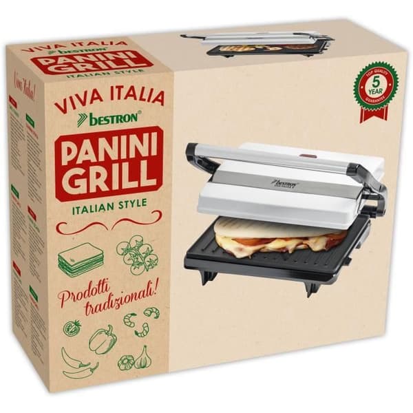 Bestron Multifunktionell Panini Grill Vit 700W APM123W