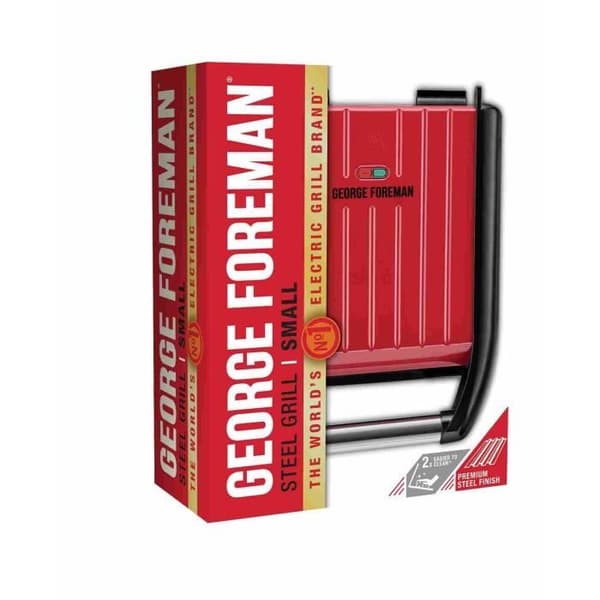 Grill elektrisk GEORGE FOREMAN - 25030-56 - Tillagningsyta 24x17cm - Non-stick beläggning - Röd - 1200W