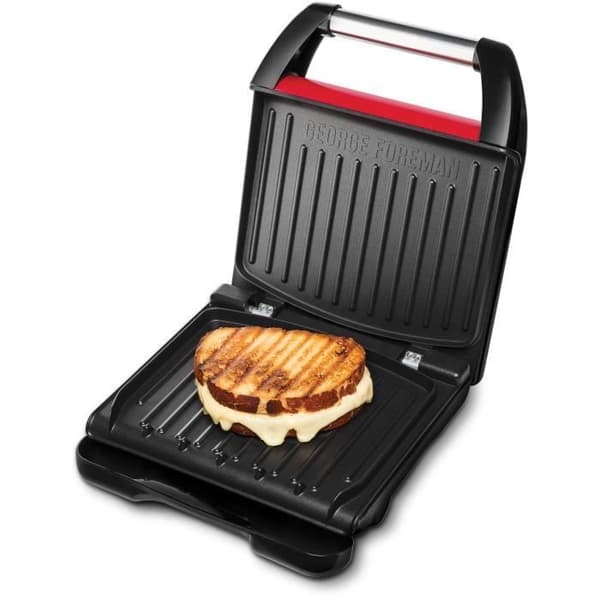 Grill elektrisk GEORGE FOREMAN - 25030-56 - Tillagningsyta 24x17cm - Non-stick beläggning - Röd - 1200W