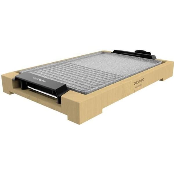 Elgrill - Tasty&amp;Grill - 2000 Bamboo MixStone - 2000 W - Justerbar termostat - Non-stick Grå, Trä