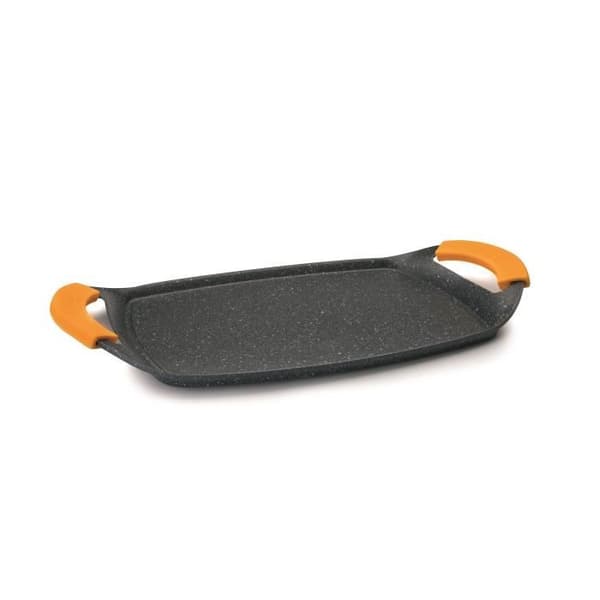 IBILI - Grundläggande stengrill, 36 x 23 cm, Gjuten aluminium, Non-stick stenstil, Kompatibel med induktion