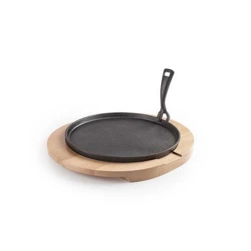 Grillpanna av gjutjärn - Ibili - 30 cm - Träbas - Induktionskompatibel - 2 stycken