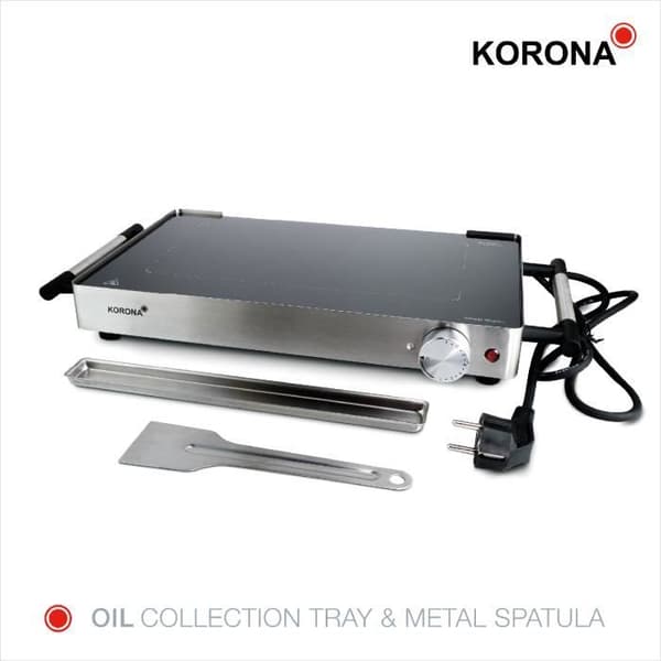 Korona 46100 Electric Plancha | 2 i 1 glas teppanyaki grill och stekhäll | Rostfritt stålhölje | 800W