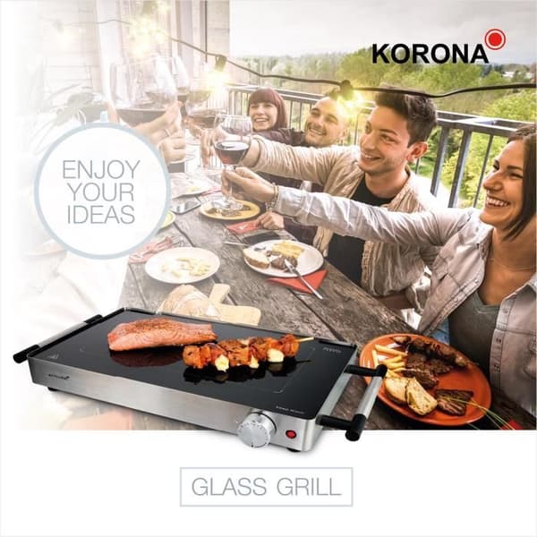 Korona 46100 Electric Plancha | 2 i 1 glas teppanyaki grill och stekhäll | Rostfritt stålhölje | 800W