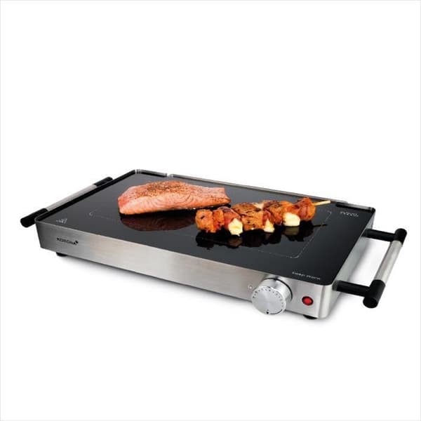 Korona 46100 Electric Plancha | 2 i 1 glas teppanyaki grill och stekhäll | Rostfritt stålhölje | 800W