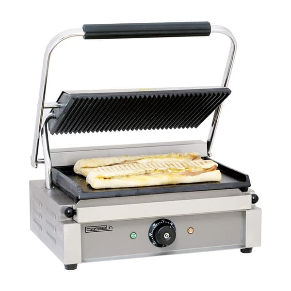 Professionell paninipress - Casselin - Räfflade och släta plattor - 335 x 220 mm - 2200 Watt