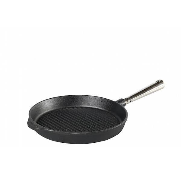Grillpanna - SKEPPSHULT - Diam 24 cm - Rå gjutjärn - Inox-handtag - Induktionskompatibel