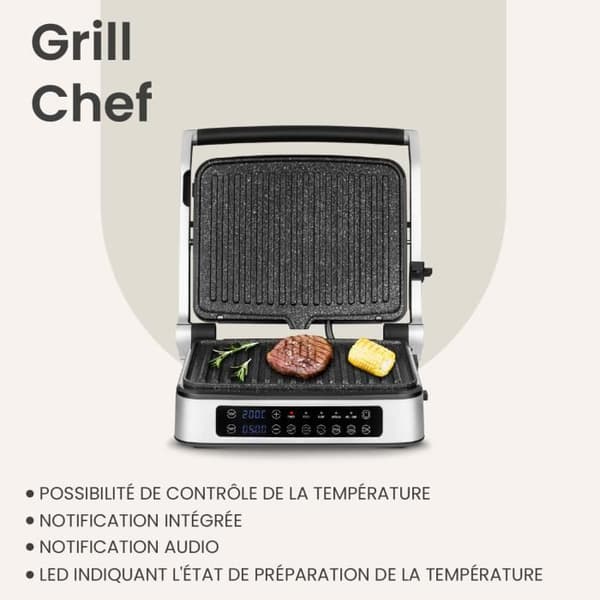 ZEEGMA Multifunktions elektrisk grill - 2100 W - Non-stick plattor - Justerbar termostat - Droppskål