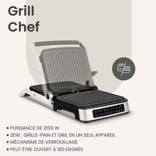 ZEEGMA Multifunktions elektrisk grill - 2100 W - Non-stick plattor - Justerbar termostat - Droppskål