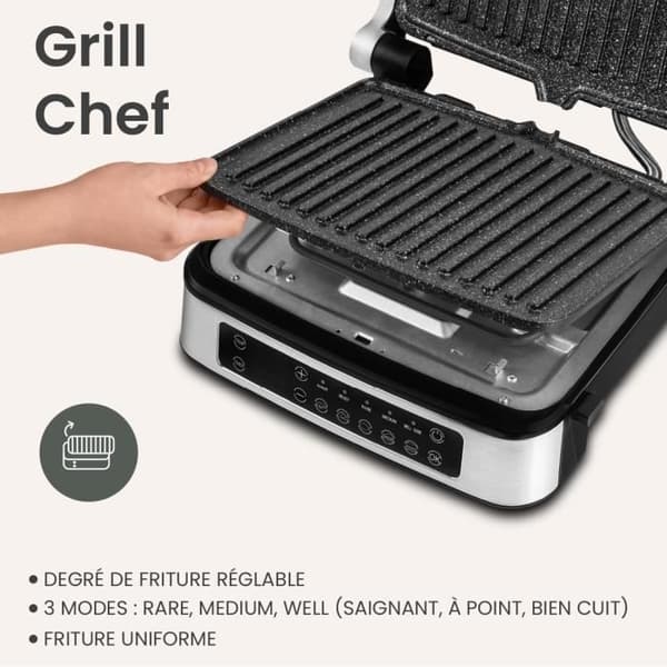 ZEEGMA Multifunktions elektrisk grill - 2100 W - Non-stick plattor - Justerbar termostat - Droppskål