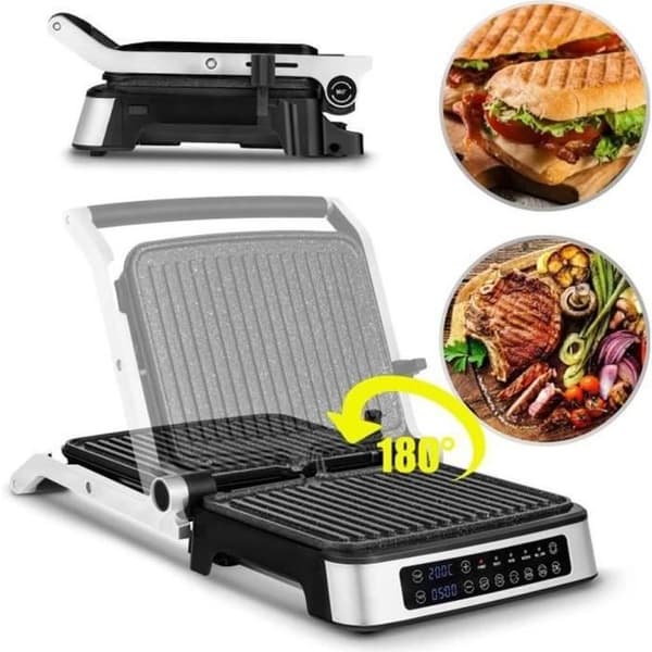ZEEGMA Multifunktions elektrisk grill - 2100 W - Non-stick plattor - Justerbar termostat - Droppskål