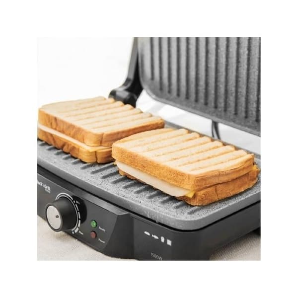 Cecotec Rock’nGrill 1500 Elektrisk köttgrill 1500 W, RockStone non-stick beläggning, 180 öppning, justerbar i höjdled.