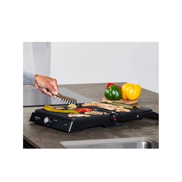 2 i 1 elektrisk grill TAURUS Etna Inox - Tallrik 29x23cm - Öppning vid 180 - 2200W - Justerbar termostat