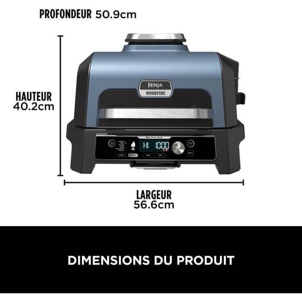 Elektrisk grill och rökare NINJA - Woodfire Pro Connect XL OG901EU - 7 tillagningsprogram - Inbyggd termometer