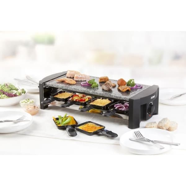 DOMO DO9039G Raclette-sæt - 8 personer - Poleret sten - 1300W