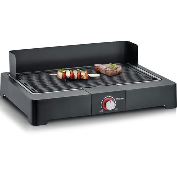 Severin - PG8567 - Sähköinen pöytägrilli, 2200 W, valualumiininen valurauta, savu- ja hajuvesisäiliö, ei sisällä happea