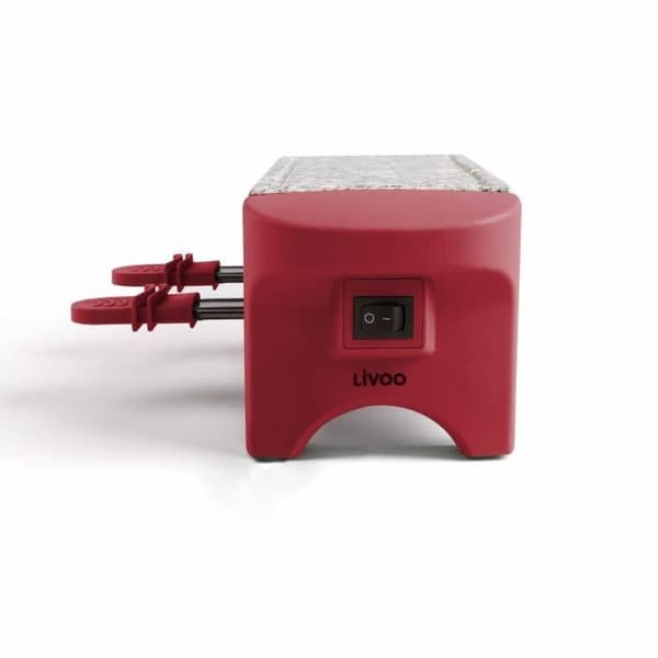 LIVOO DOC156RC Raclettemaskin - 2 personer - 350W - Granitbänk - Chili röd