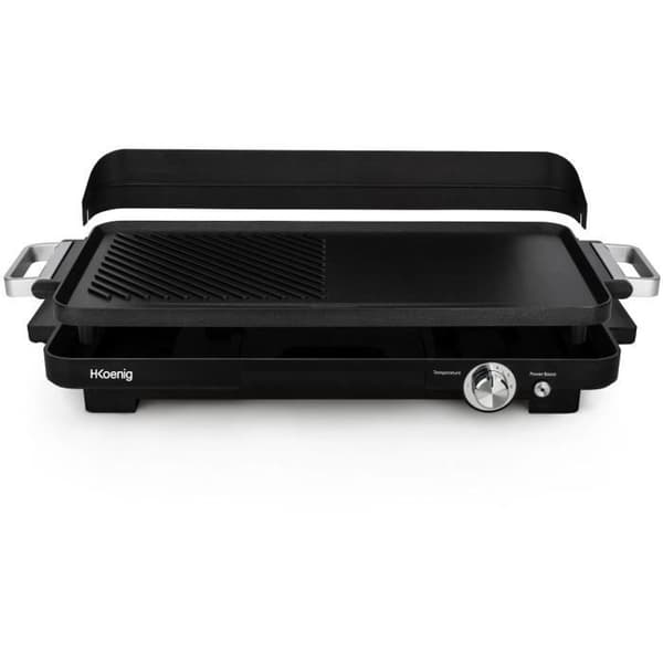 Hkoenig GRX330 - dobbeltzoner plancha - 50x25cm - 1800W - anti-klæbende afdækning - grill turbofunktion - justerbar termostat
