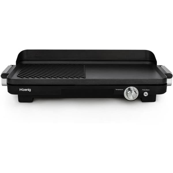 Hkoenig GRX330 - dobbeltzoner plancha - 50x25cm - 1800W - anti-klæbende afdækning - grill turbofunktion - justerbar termostat