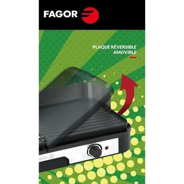 FAGOR elektrisk stekpanna - FG823 - XL-kokyta: 50,8x25,4 cm - Justerbar termostat - 2000 W