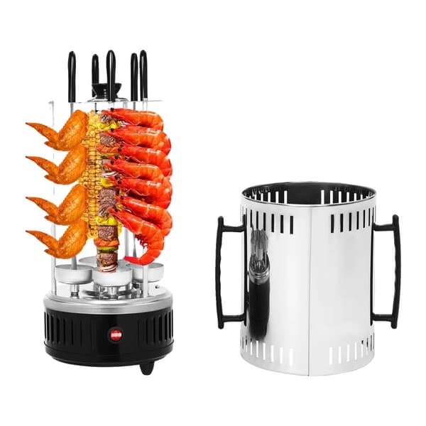 Indendørs elektrisk grill, 1000W effektiv opvarmning, 5 spyd, nem at rengøre