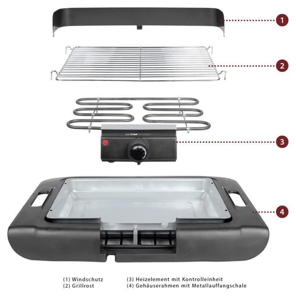 Grill Elektrisk bordsgrill 2000W Clatronic BQ 3507 Svart