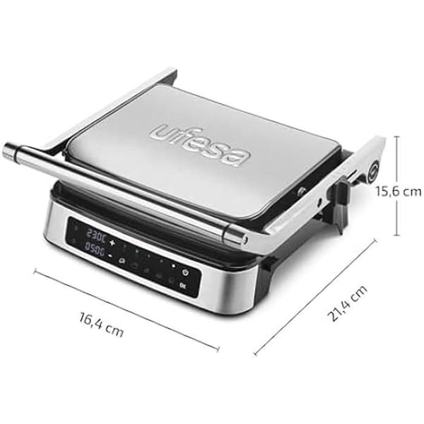 Ufesa Everest Digital Electric Grill, Panini Press, 2000W kontaktgrill, 5 fördefinierade program, pekskärm,