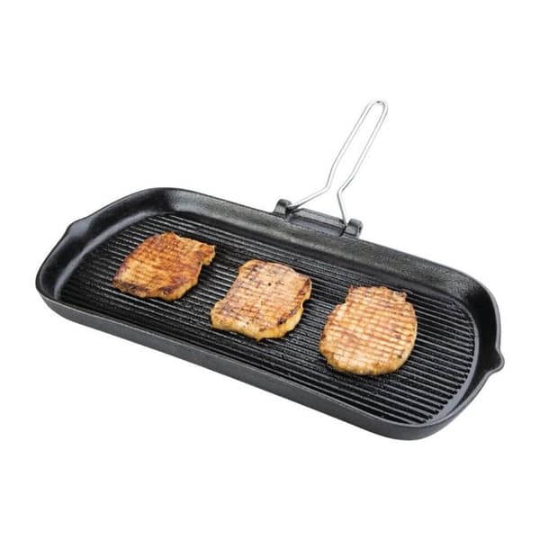Grillpanna - Vogue - Gjutjärn - 380x225x37mm - Pannestekt finish - Kompatibel med alla värmekällor