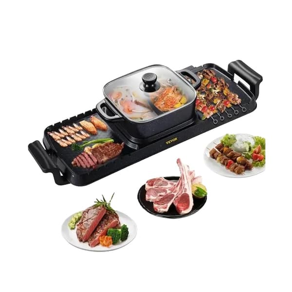 Elektrisk BBQ-panna, 2 i 1-design, non-stick beläggning