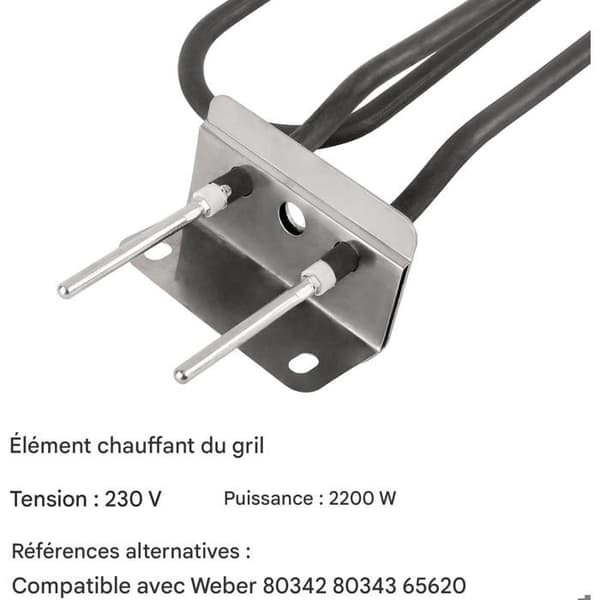 Elektrisk Värme för Grill - Ersättningsvärmeelement för Grillar - 2200W, Kompatibel med Weber 66631 Weber Q140 Q1400