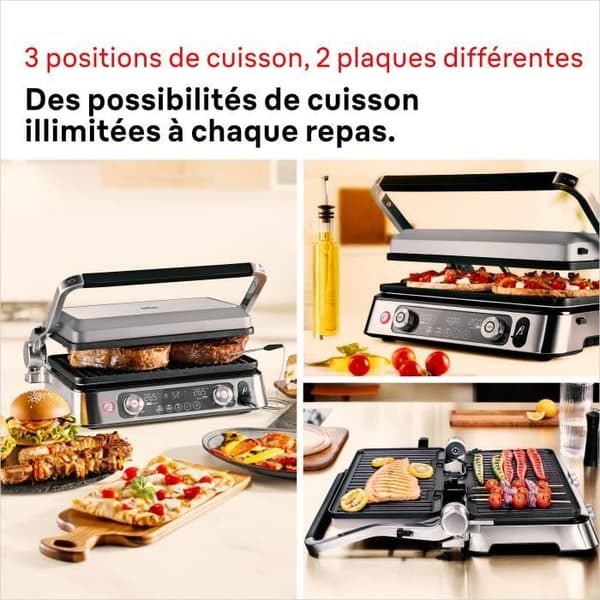 Multifunktionsgrill - BRAUN - Multi Grill 9 Pro - 2200 W - 3 värmelägen - Svart / Stål