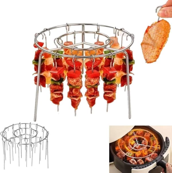 Lollanda Rustfri grillrist til Air Fryer – 360° jævn opvarmning, nem at rengøre, stabil og praktisk SZ3