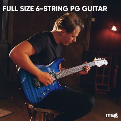 Max GigKit Superstrat Elgitarr med 40W Peak Effekt förstärkare och tillbehör - Mörkblå