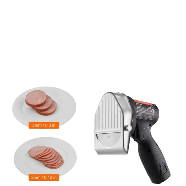 Elektrisk Shawarma Kniv, 100 mm Klinge Diameter, Justerbar Tykkelse 0-8 mm,Med batteribølge