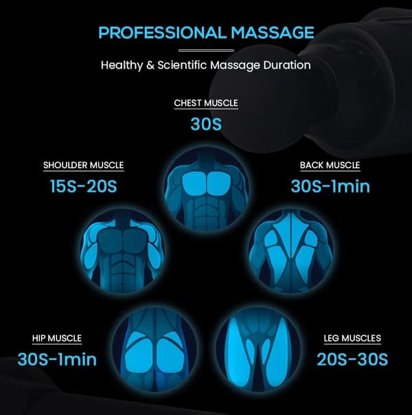 INF Massagepistol för professionell massage 6 växlar Svart