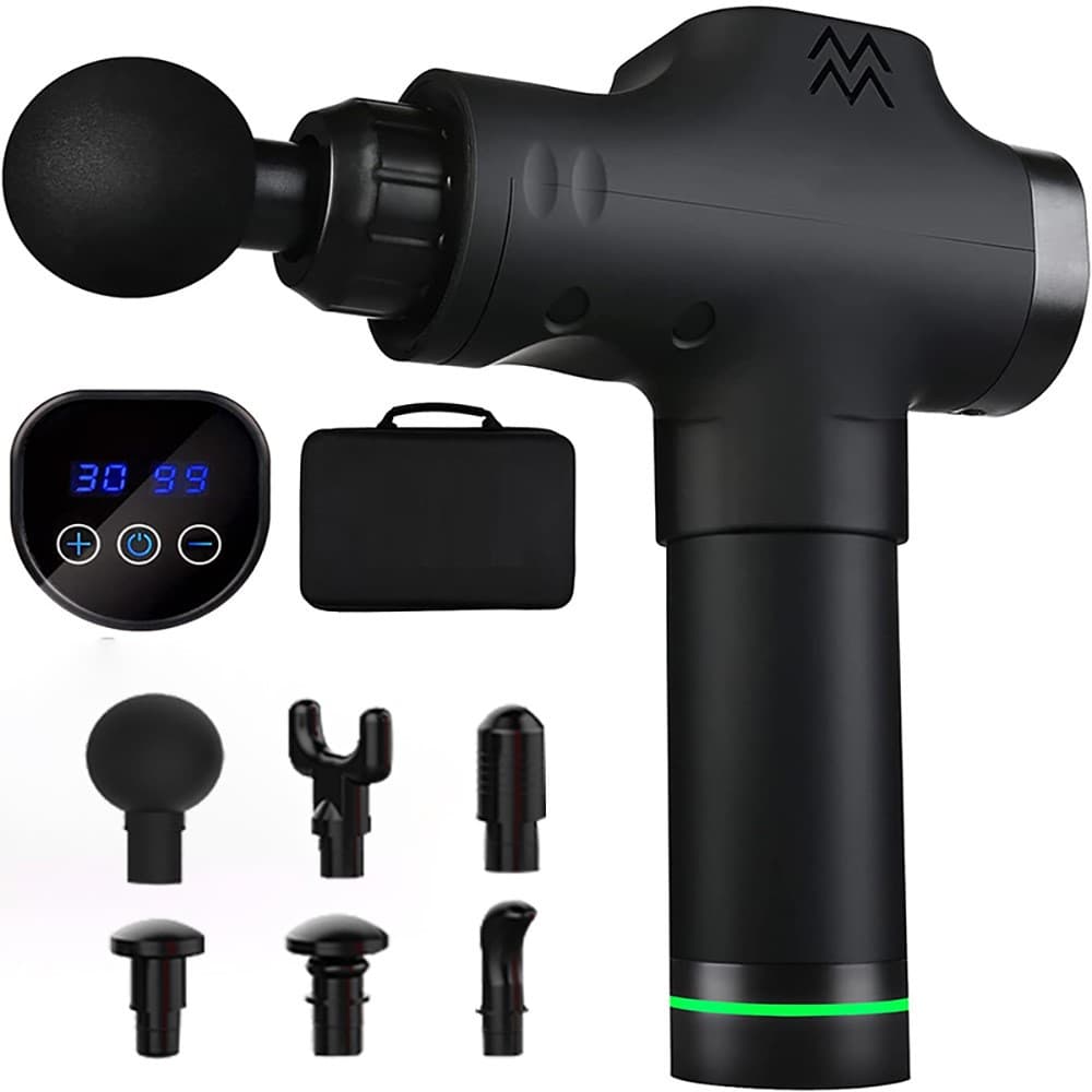 Massagepistol för professionell massage 6 växlar Svart