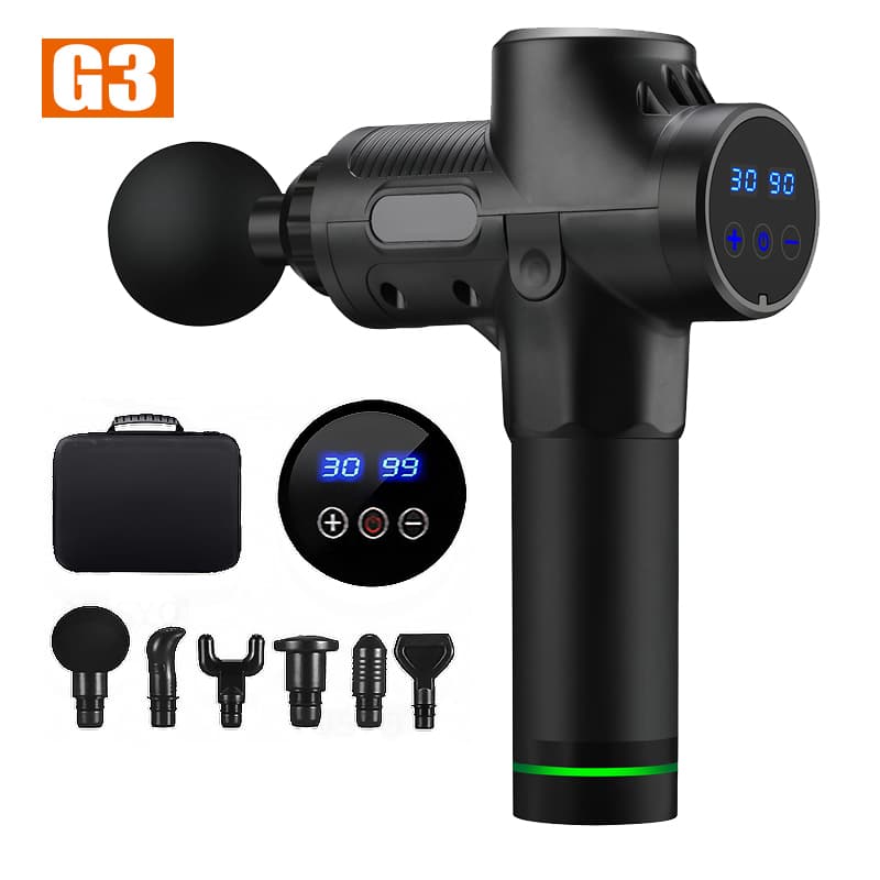 Massagepistol Mycket Kraftfuf med 30 Hastigheter 6 Massagehuvuden CE godkänd