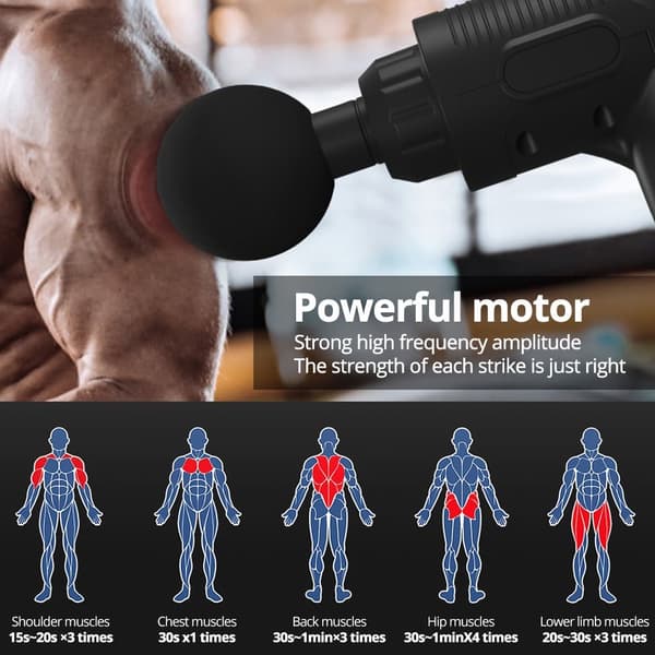 Professional massagepistol with 30 speed, stroke 12 mm