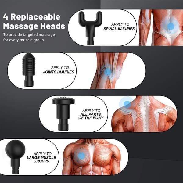 Massagepistol Massagepistol Massager med 4 massagehuvuden, blå