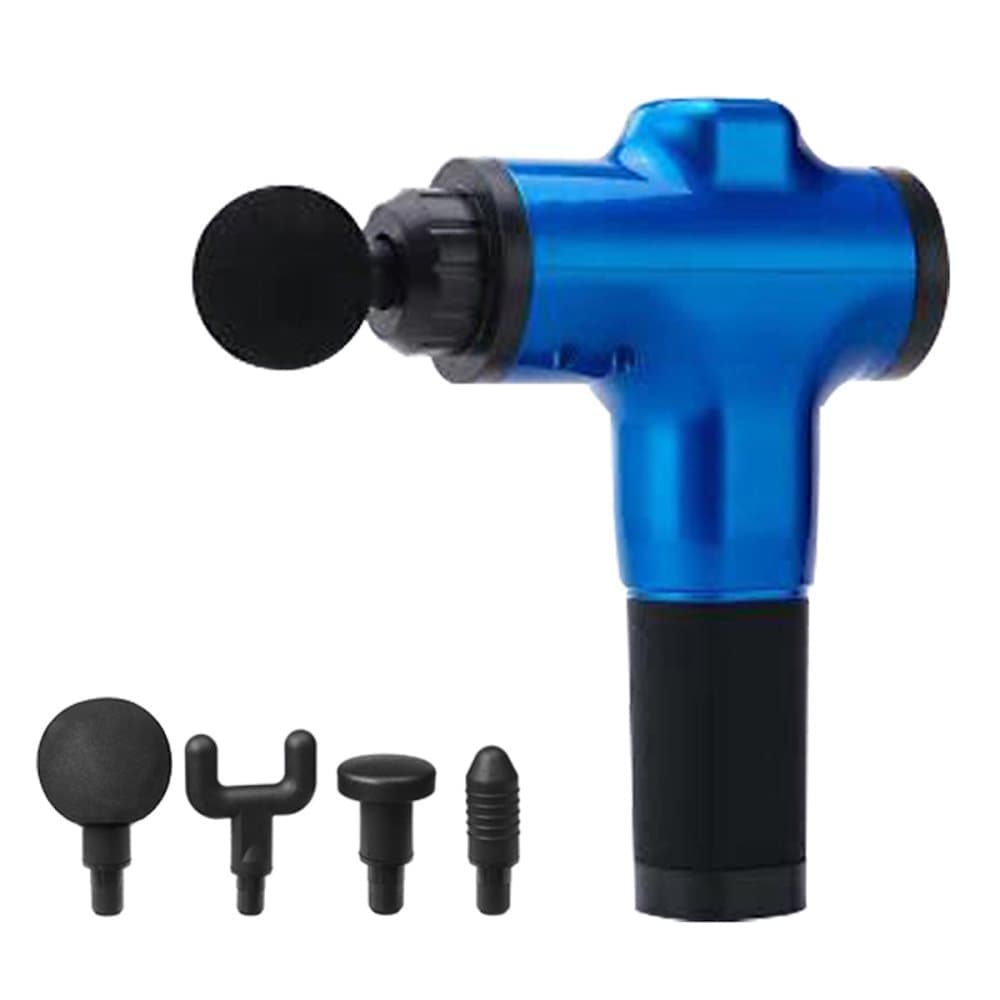 Massagepistol Massagepistol Massager med 4 massagehuvuden, blå