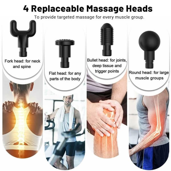 Massagepistol Massagepistol Massager med 4 massagehoveder, rød